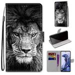 For Xiaomi Mi 11T / 11T Pro Coloured Drawing Cross Texture Horizontal Flip PU Phone Leather Case with Holder & Card Slots & Wallet & Lanyard(Colorful Layer(Black and White Lion Head)