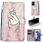 For Xiaomi Mi 11T / 11T Pro Coloured Drawing Cross Texture Horizontal Flip PU Phone Leather Case with Holder & Card Slots & Wallet & Lanyard(Colorful Layer(Pink Hands Than Hearts)