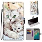 For Nokia C01 Plus Coloured Drawing Cross Texture Horizontal Flip PU Phone Leather Case with Holder & Card Slots & Wallet & Lanyard(Colorful Layer(Big Cat Hugging Kitten)