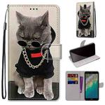 For Nokia C01 Plus Coloured Drawing Cross Texture Horizontal Flip PU Phone Leather Case with Holder & Card Slots & Wallet & Lanyard(Colorful Layer(Golden Chain Grey Cat)