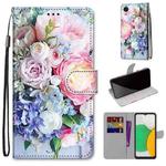 For Samsung Galaxy A03 Core Coloured Drawing Cross Texture Horizontal Flip PU Phone Leather Case with Holder & Card Slots & Wallet & Lanyard(Colorful Layer(Light Pink Bouquet)