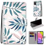 For Samsung Galaxy A03s 166mm Version Coloured Drawing Cross Texture Horizontal Flip PU Phone Leather Case with Holder & Card Slots & Wallet & Lanyard(Colorful Layer(Pink Green Needles)