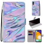 For Samsung Galaxy A13 5G Coloured Drawing Cross Texture Horizontal Flip PU Phone Leather Case with Holder & Card Slots & Wallet & Lanyard(Colorful Layer(Fluorescent Water Pattern)