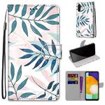 For Samsung Galaxy A13 5G Coloured Drawing Cross Texture Horizontal Flip PU Phone Leather Case with Holder & Card Slots & Wallet & Lanyard(Colorful Layer(Pink Green Needles)