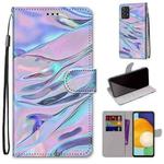 For Samsung Galaxy A53 5G Global Coloured Drawing Cross Texture Horizontal Flip PU Phone Leather Case with Holder & Card Slots & Wallet & Lanyard(Colorful Layer(Fluorescent Water Pattern)