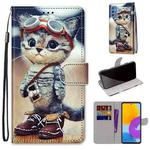 For Samsung Galaxy M52 5G Coloured Drawing Cross Texture Horizontal Flip PU Phone Leather Case with Holder & Card Slots & Wallet & Lanyard(Colorful Layer(Leather Shoes Cat)