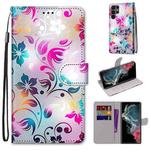 For Samsung Galaxy S22 Ultra 5G Coloured Drawing Cross Texture Horizontal Flip PU Phone Leather Case with Holder & Card Slots & Wallet & Lanyard(Colorful Layer(Gradient Colorful Flower)