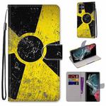 For Samsung Galaxy S22 Ultra 5G Coloured Drawing Cross Texture Horizontal Flip PU Phone Leather Case with Holder & Card Slots & Wallet & Lanyard(Colorful Layer(Yellow and Black Signs)