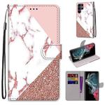 For Samsung Galaxy S22 Ultra 5G Coloured Drawing Cross Texture Horizontal Flip PU Phone Leather Case with Holder & Card Slots & Wallet & Lanyard(Colorful Layer(Stitching Pink Stone Pattern)