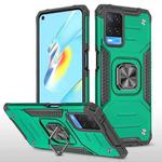 For OPPO A54 4G Magnetic Armor Shockproof TPU + PC Phone Case with Metal Ring Holder(Dark Green)