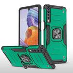 For LG Stylo 7 4G Magnetic Armor Shockproof TPU + PC Phone Case with Metal Ring Holder(Dark Green)