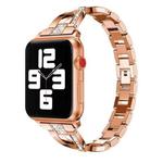 Diamond Encrusted Stainless Steel Strap Watch Band For Apple Watch Series 8&7 41mm / SE 2&6&SE&5&4 40mm / 3&2&1 38mm(Champagne Gold)
