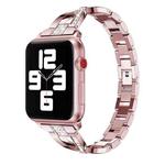 Diamond Encrusted Stainless Steel Strap Watch Band For Apple Watch Ultra 49mm / Series 8&7 45mm / SE 2&6&SE&5&4 44mm / 3&2&1 42mm(Rose Gold)