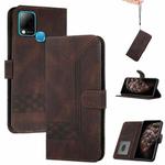 For Infinix Hot 10 Cubic Skin Feel Flip Leather Phone Case(Dark Brown)