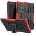 For iPad 10.2 2021 / 2020 / 2019 Tire Texture TPU + PC Shockproof Case with Holder(Red)