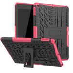 For iPad 10.2 2021 / 2020 / 2019 Tire Texture TPU + PC Shockproof Case with Holder(Pink)