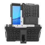 For Huawei MediaPad M5 Lite 8 Tire Texture TPU + PC Shockproof Case with Holder(White)