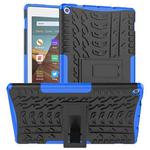 For Amazon Kindle Fire HD 10 2019 Tire Texture TPU + PC Shockproof Case with Holder(Blue)