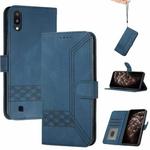 For Samsung Galaxy A10 / M10 Cubic Skin Feel Flip Leather Phone Case(Royal Blue)