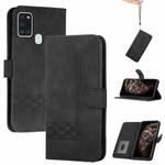 For Samsung Galaxy A21s Cubic Skin Feel Flip Leather Phone Case(Black)