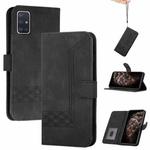 For Samsung Galaxy A31 Cubic Skin Feel Flip Leather Phone Case(Black)