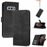 For Samsung Galaxy S10e Cubic Skin Feel Flip Leather Phone Case(Black)