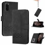 For Samsung Galaxy S20 Cubic Skin Feel Flip Leather Phone Case(Black)