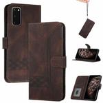 For Samsung Galaxy S20 FE Cubic Skin Feel Flip Leather Phone Case(Dark Coffee)
