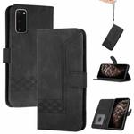 For Samsung Galaxy S20+ Cubic Skin Feel Flip Leather Phone Case(Black)