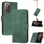 For Samsung Galaxy S21 Ultra 5G Cubic Skin Feel Flip Leather Phone Case(Dark Green)