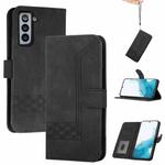 For Samsung Galaxy S22 5G Cubic Skin Feel Flip Leather Phone Case(Black)