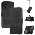 For Samsung Galaxy Xcover 5 Cubic Skin Feel Flip Leather Phone Case(Black)