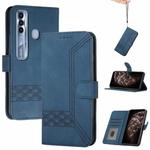 For Tecno Spark 7 Pro Cubic Skin Feel Flip Leather Phone Case(Royal Blue)