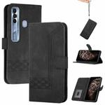 For Tecno Spark 7 Pro Cubic Skin Feel Flip Leather Phone Case(Black)