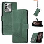 For Tecno Spark 8 Cubic Skin Feel Flip Leather Phone Case(Dark Green)