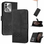 For Tecno Spark 8 Cubic Skin Feel Flip Leather Phone Case(Black)