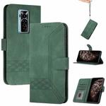 For Tecno Phantom X Cubic Skin Feel Flip Leather Phone Case(Dark Green)
