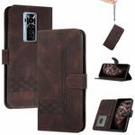 For Tecno Phantom X Cubic Skin Feel Flip Leather Phone Case(Dark Brown)