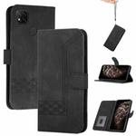 For Xiaomi Redmi 9C Cubic Skin Feel Flip Leather Phone Case(Black)