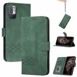 For Xiaomi Redmi Note 10 5G Cubic Skin Feel Flip Leather Phone Case(Dark Green)