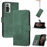 For Xiaomi Redmi Note 10 Pro Cubic Skin Feel Flip Leather Phone Case(Dark Green)