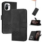 For Xiaomi Mi 11 Cubic Skin Feel Flip Leather Phone Case(Black)