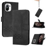 For Xiaomi Mi 11 Lite Cubic Skin Feel Flip Leather Phone Case(Black)