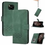 For Xiaomi Poco X3 NFC Cubic Skin Feel Flip Leather Phone Case(Dark Green)
