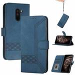 For Xiaomi Pocophone F1 Cubic Skin Feel Flip Leather Phone Case(RoyalBlue)