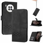 For Huawei nova 8i Cubic Skin Feel Flip Leather Phone Case(Black)