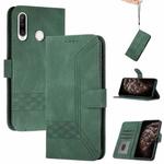 For Huawei P20 Lite Cubic Skin Feel Flip Leather Phone Case(Dark Green)