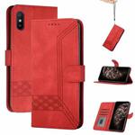 For Huawei Y5 2019 Cubic Skin Feel Flip Leather Phone Case(Red)