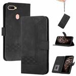 For OPPO A12 Cubic Skin Feel Flip Leather Phone Case(Black)