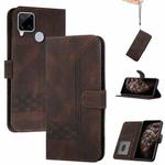 For OPPO A15 Cubic Skin Feel Flip Leather Phone Case(Dark Brown)